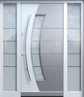 Металлическая дверь Одностворчатая дверь МДФ со стеклом №52 в загородный дом